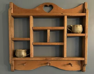 Vintage Farmhouse Country Wood Wall Shelf Display 19 H Heart Curio Cottage • £24.13