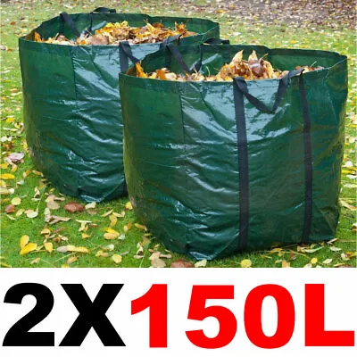 £7.99 • Buy 2 X 150L Large Garden Refuse Storage Bags Sacks For Waste Handles Building Sand