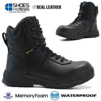Mens Leather Waterproof Zip Up Safety Steel Toe Cap Work Ankle Boots Shoes Size • £26.95