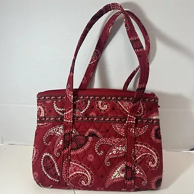 Vera Bradley Mesa Red Front Pocket Tote Quilted Paisleys Flowers Purse Retired • $12.99