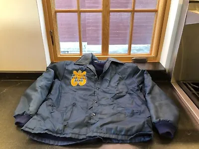 VTG Michigan Marching Band Blue Satin Fleece Lined Thermal Jacket Sz Mens L • $35