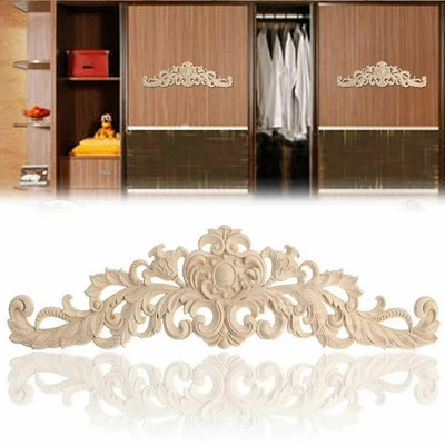 $6.11 • Buy Wooden Carved Applique Furniture Unpainted Mouldings Decal Onlay Home DIY Decor