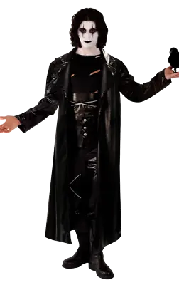 Men The Crow Avenger Goth Rock Costume Long Black Coat Halloween Matrix • £54.99