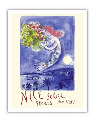 Nice France - Sun And Flowers - Vintage Travel Poster By Marc Chagall 1962 • $14.98