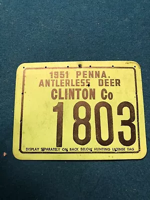 1951 Clinton County Pennsylvania County 18 Antlerless Hunting License 1803 • $25