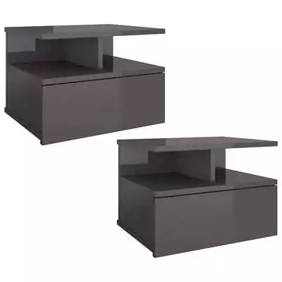 2x Gloss Wall Floating Bedside Tables Drawers Storage Side Cabinets Nightstand • $84.03