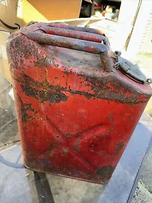 Antique 5 Gallon Military Jeep Metal Gas Can Auto Car Truck Steel Red Cap USMC • $25
