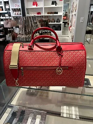 Michael Kors Womens Fashion Duffle Luggage Bag For Travel Trip Plane Train Red • $222