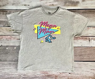 Mega Man Graphic T-Shirt Men’s Sz XL Gray Brisco Retro Style Video Game Tee • $10.95