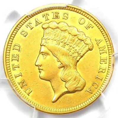 1856 Three Dollar Indian Gold Coin $3 - Certified PCGS AU Details - Rare Coin! • $1505.75