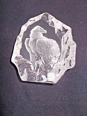 Mats Jonasson Signed Eagle Crystal Art Piece Sweden 5.5  Tall #3514 • $14.98
