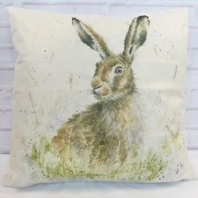 Hare In The Grass Cushion Cover Country Style Animal Watercolour Wildlife Gift   • £12.99