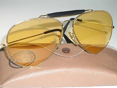 1970's 62MM VINTAGE B&L RAY-BAN GP AMBERMATIC OUTDOORSMAN 2 AVIATOR SUNGLASSES • $730.80