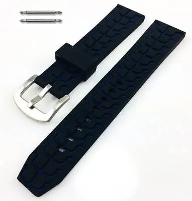 Black & Blue Sports Tire Track Rubber Silicone Replacement Watch Band Strap #69 • $12.95
