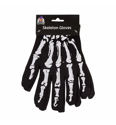 Happy Halloween Skeleton Hands Gloves - Black/White - NEW • $10