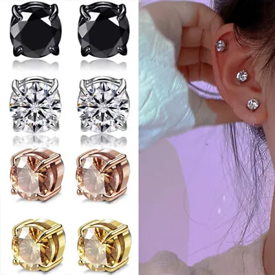 Steel Magnetic Stud Earrings 6/ 8MM For Women Men Non-Piercing Clip On Stainless • £2.54