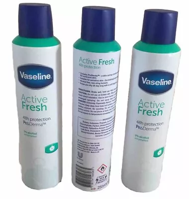 VASELINE ACTIVE FRESH ANTI-PERSPIRANT DEODORANT 48h BIG 250ML CAN 3 PACK • £11.44