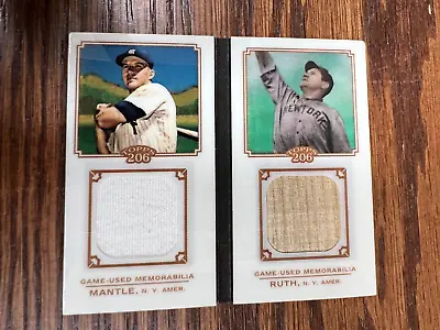 2010 Topps 206 Babe Ruth / Mickey Mantle Dual Relic Booklet #/99 • $629.99