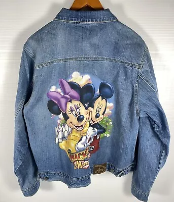 Disney Store Jacket Women’s XL Blue Mickey And Minnie Studded Denim • $28.50