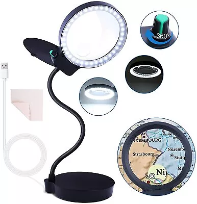 Magnifying Glass With Light And Stand 10X 20X Magnifying Desk Lamp With Brig... • $42.82