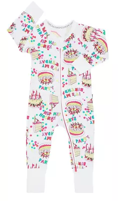Bonds Baby Wondersuit Zippy Birthday Hip Hip Hooray White Size 0 1 2 & 3 • $25