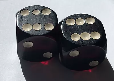 Pair Of .80” Large Dark Red Bakelite Dice With Rounded Corners • $75