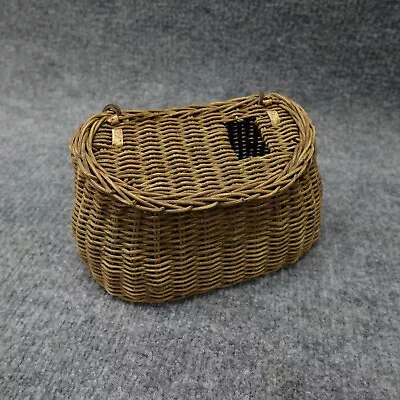 Vintage Small Wicker Fishing Creel Basket Fly Trout Woven Country Decor • $23.67