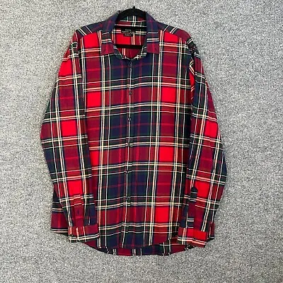 Zara Shirt Mens XL Red Plaid Long Sleeve Flannel Comfort Casual Relaxed Fit • $14.99