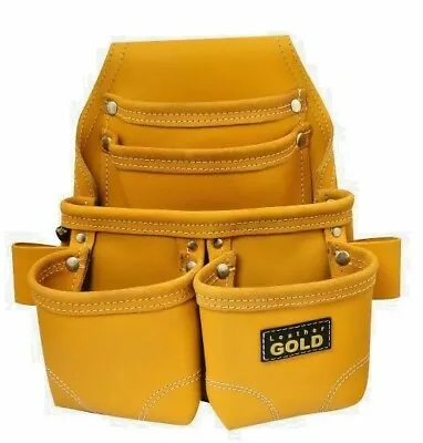 Leather Gold Oil Tanned Leather Pouch With Extra Big Pockets For Nails And Tools • $15.99
