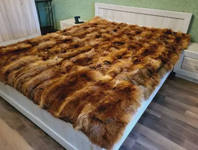 Luxury Genuine Fox Fur Throw Fur Blanket Bedcover • $1119.20