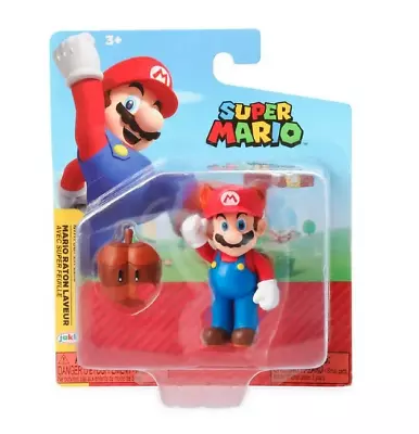 Jakks World Nintendo Super Mario Raccoon W Leaf 2.5  Figure Collectible NEW • $13.95