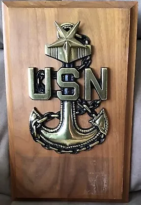 US Navy Military Brass Anchor Plaque ( 1 Star) Insignia Solid Brass 11x7 • $64.50