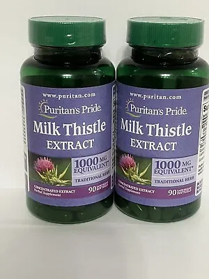 Puritan's Pride Milk Thistle 4:1 Extract 1000 Mg -180 Softgels Pack Of 2 Bottles • $18.99