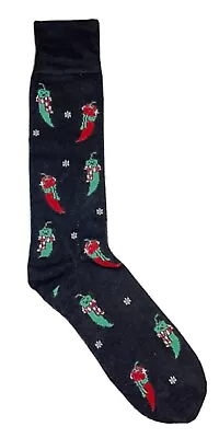 New CHRISTMAS Mens Crew Socks CHILI PEPPERS WEARING SCARVES INTO Socks Brand • $5.69