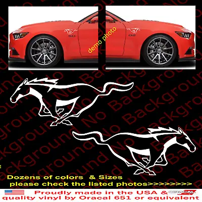 PAIR Of MUSTANG Vinyl Die Cut OUTLINE Decal Running Horse Car Window/Pony  FD001 • $5.50