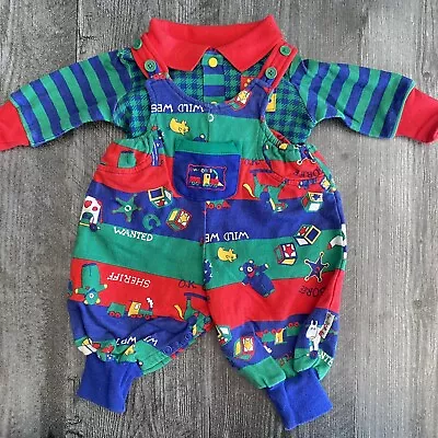 Baby Boy Clothes Vintage 90s Gymboree Primary Color Layette Stripe Plaid Outfit • $35