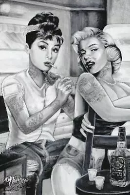 MARILYN MONROE & AUDREY HEPBURN - TATTOO POSTER - 24x36 SEXY VINTAGE  • $29.99