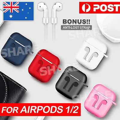 $4.95 • Buy Silicon Case Cover For Airpods 1 2 Case Cover Skin Anti Lost Strap Shockproof