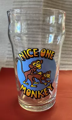 Vintage 90s  Glass 6 Inch Tall 1 Pint Beer Glass NICE ONE MONKEY ! Rude • $10.74