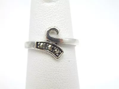 Sterling Silver 925 Marcasite Bypass Pinky Or Toe Ring Size 3.5 Adjustable • $14