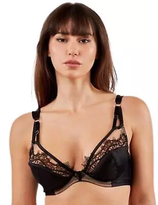 Playful Promises Wren Lace And Mesh Bra PP3205 Satin Cups Womens Sexy Lingerie • £25