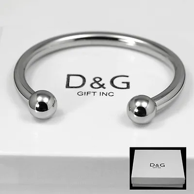 DG Men's Stainless Steel 7  Round Cuff Bracelet Classics High Polish +Box • $14.99