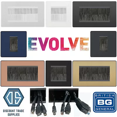 BG Evolve Single & Double Gang Brush Cable Entry Wall Face Plate TV Outlet • £11.99