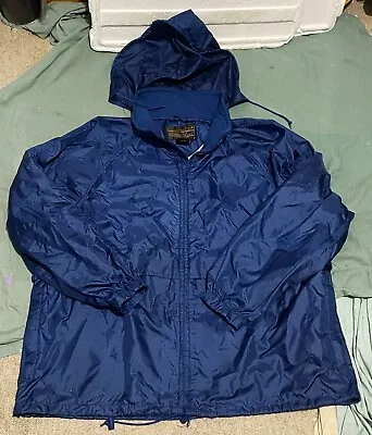 VINTAGE Eddie Bauer Waterproof Jacket Spray Rain Nylon Knit Vented 1980s XL EUC • $40