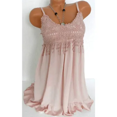 $20.99 • Buy Summer Beach Boho Camisole Vest Women Lace Sleeveless Tank Tops Swing Mini Dress