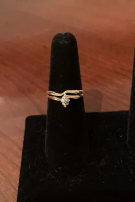 $180 • Buy 14k Yellow Gold .10 Ct Women Diamond Engagement Ring Wedding Band Set Connected