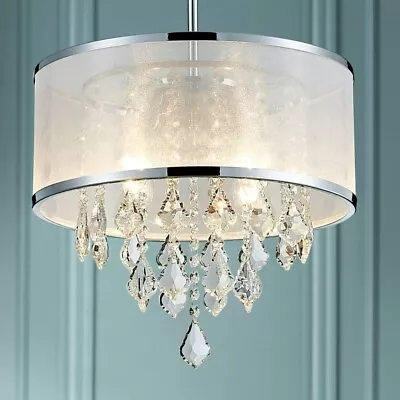 Bestier Modern Pendant Crystal Drum Chandelier Lighting Ceiling Light Fixture • £36.99