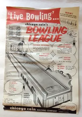 Bowling League Arcade Game Flyer Chicago Coin 1957 Game Bowling Alley POOR • $15.30