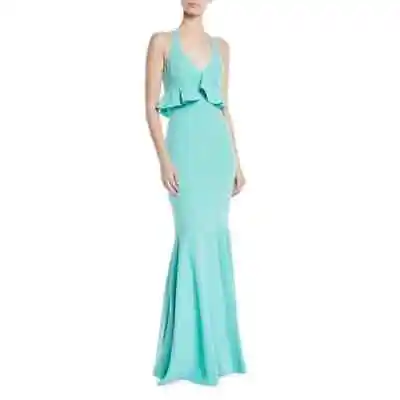 NWD Likely Eden Halter Ruffle-Bodice Mermaid Maxi Dress Gown Size 4 Sea Breeze • $99.99