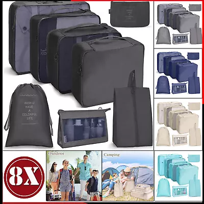 $23.87 • Buy 8PCS Storage Bag Travel Packing Cubes Pouches Luggage Organiser Clothes Suitcase